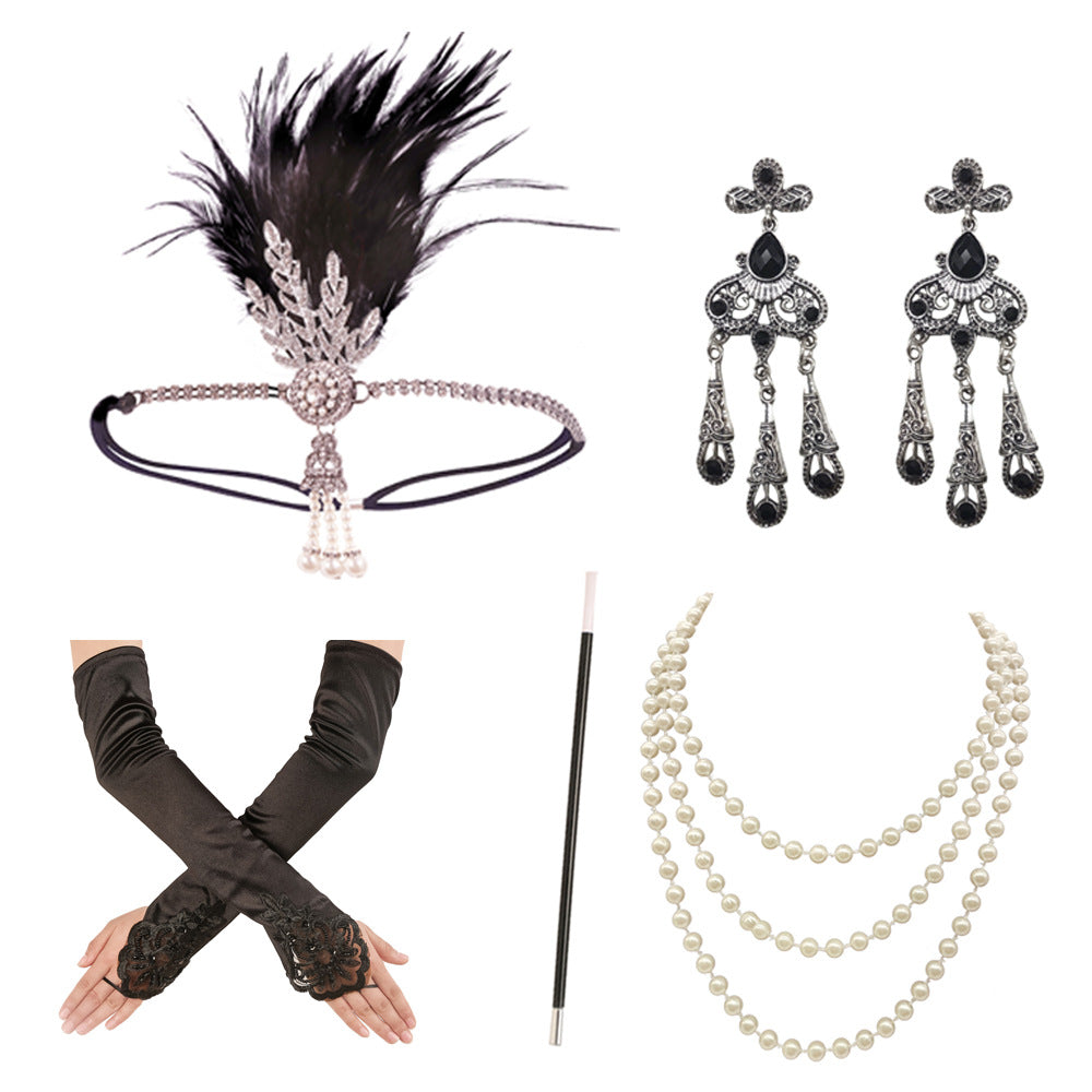 Masquerade Feather Headpiece Cross-Border Vintage Hair Band In European And American Style