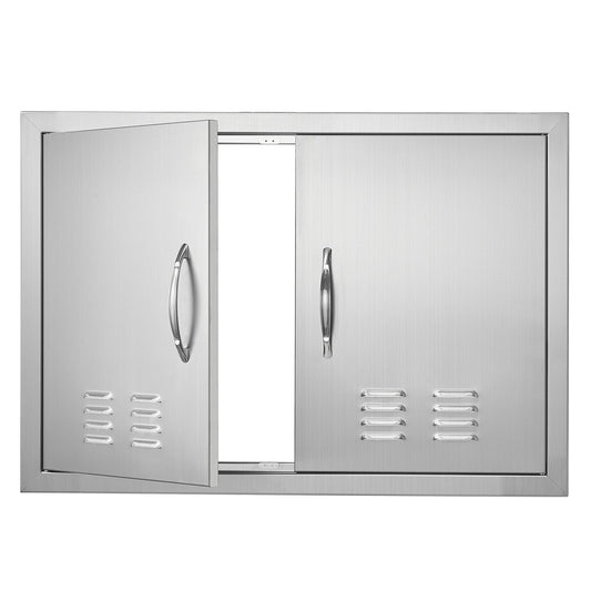 BBQ Access Door, 30W x 21H Inch Double Stainless Steel Outdoor Kitchen Door
