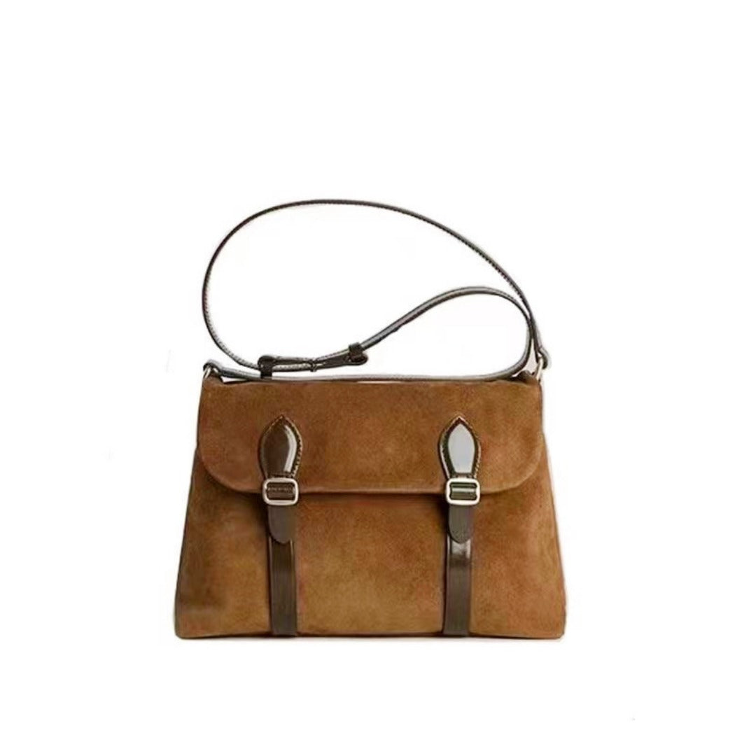 Mailman bag female, suede retro matte crossbody, shoulder crossbody bag