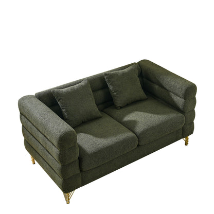 Oversized 2 Seater Sectional Sofa With Deep Seating And 2 Pillows