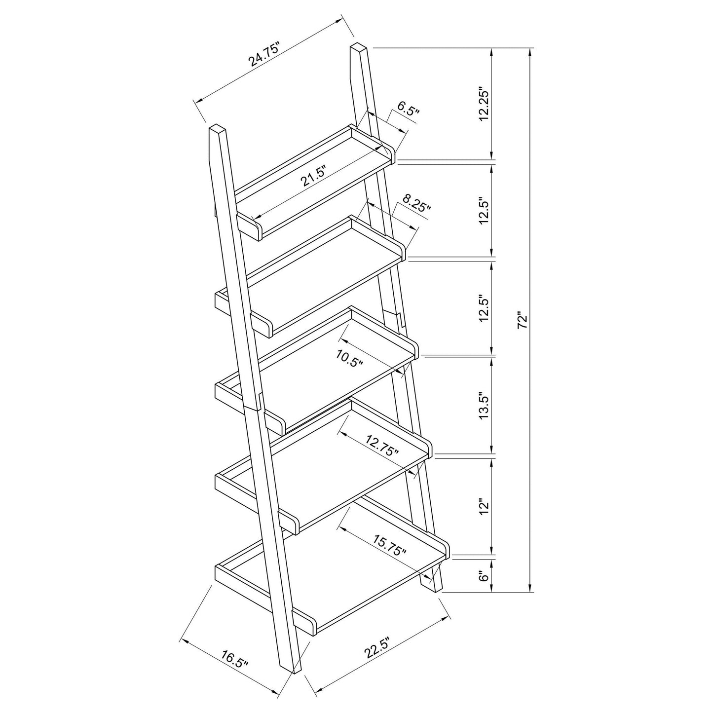 Blackburn - 3 Piece Ladder Bookshelf Set With Modular Design - Cappuccino