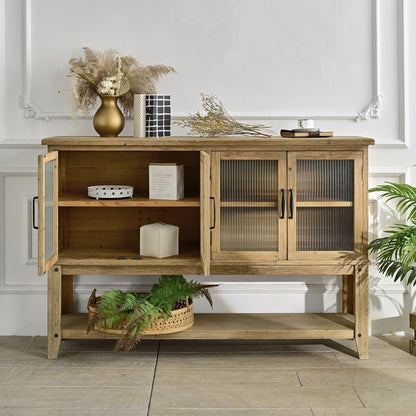 Rectangle Accent Sideboard Cabinet With Storage Shelf, Cabinet For Kitchen - Natural Wood