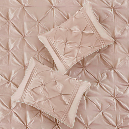 7 Piece Tufted Comforter Set Blush Queen