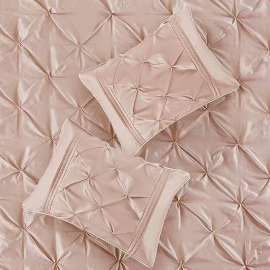 7 Piece Tufted Comforter Set Blush Queen