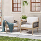 Outdoor Acacia Wood Club Chair with Handwoven Rope (Set of 2)