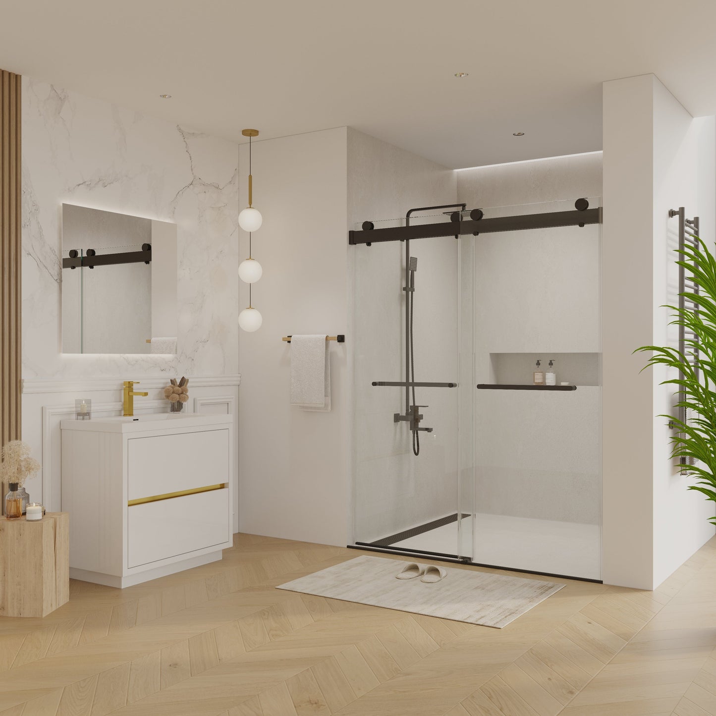 Double Sliding Frameless Soft-Close Shower Door