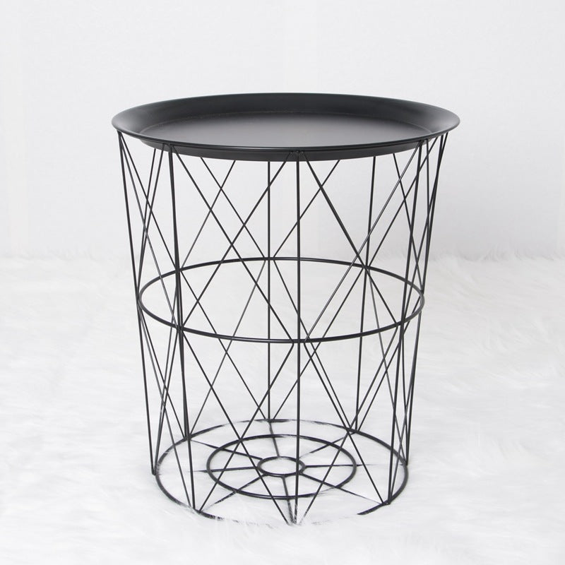geometric metal bedside table simple storage basket