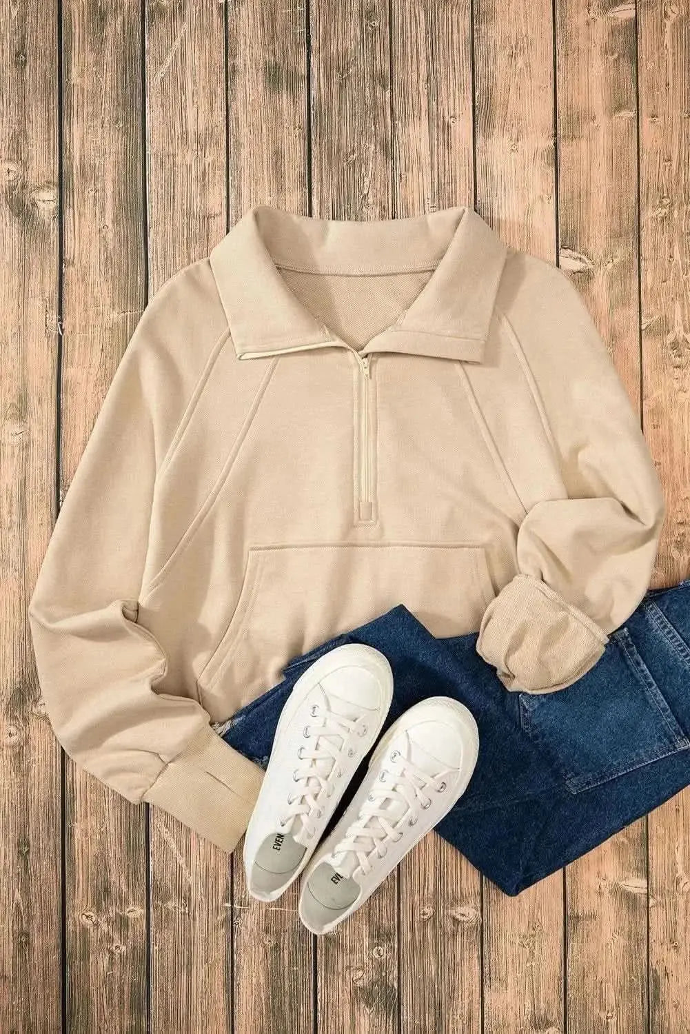 Trendsi Women's Half Zip Sweatshirt With Pockets — Fleece Pullover