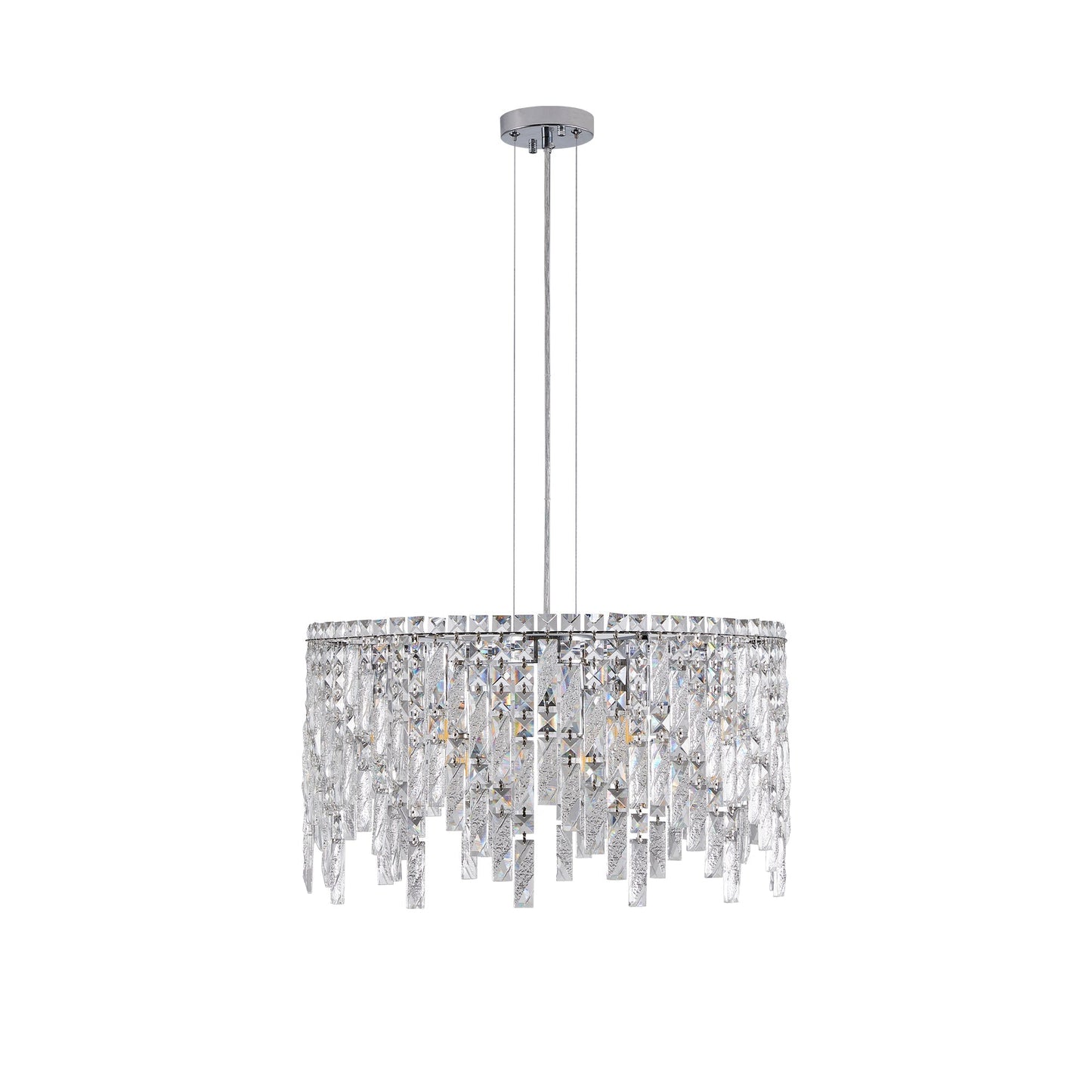 24" Luxurious Round Silver Crystal Chandelier