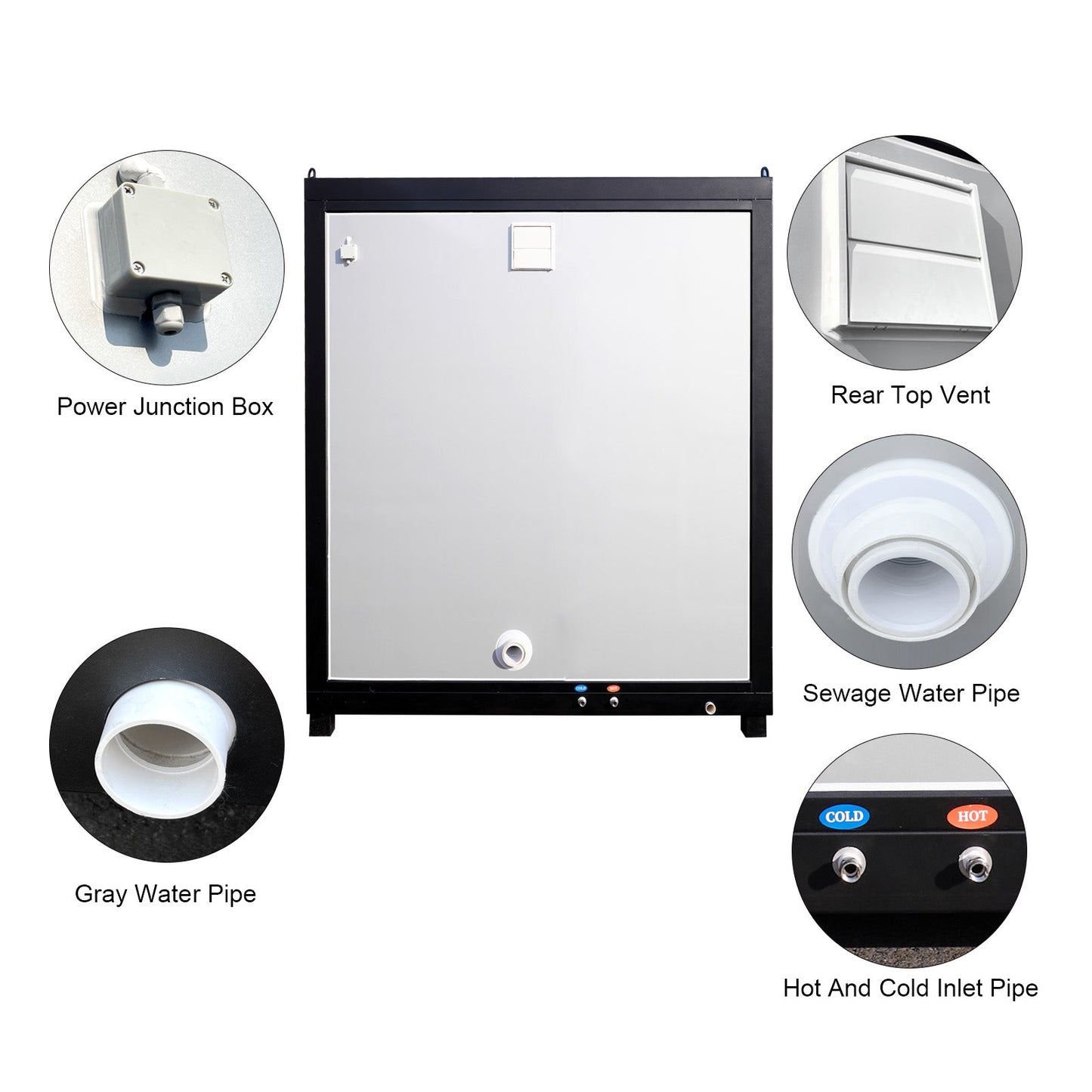 Portable Toilet Cabin - Outdoor Shower Room with Shower, Lights, Sink, and Ventilation Fan