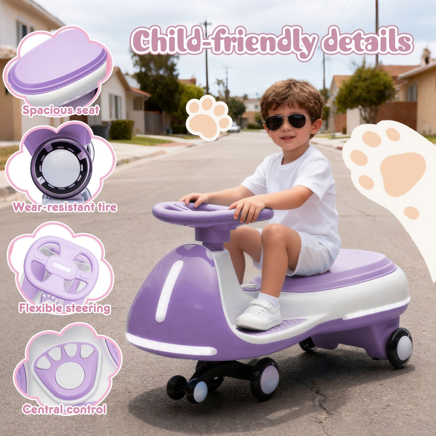 12V Kids Ride-On Electric Wiggle Car with 2-in-1 Smart Design