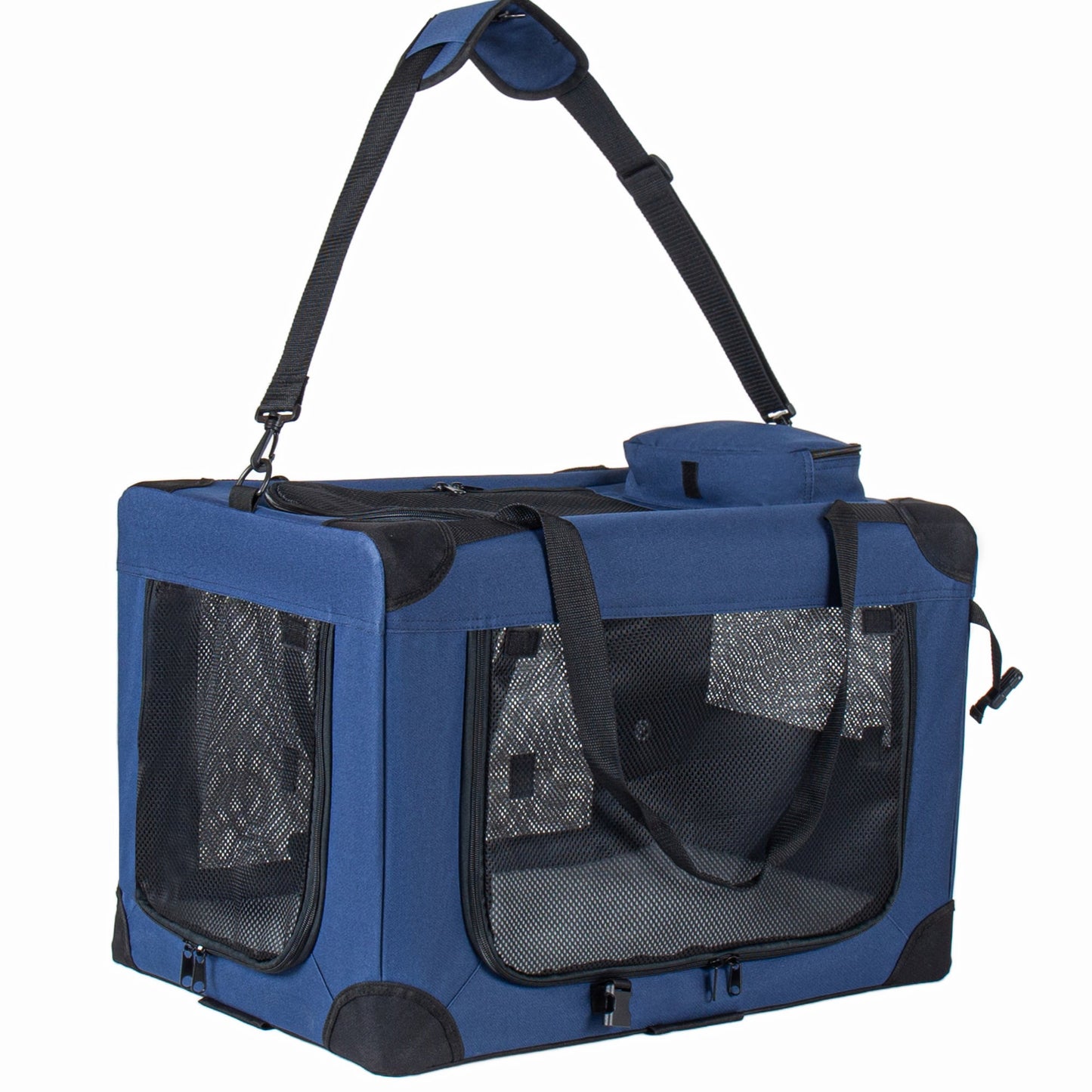 40'' Soft Dog Crates Kennel with 3 Doors and Fleece Mat
