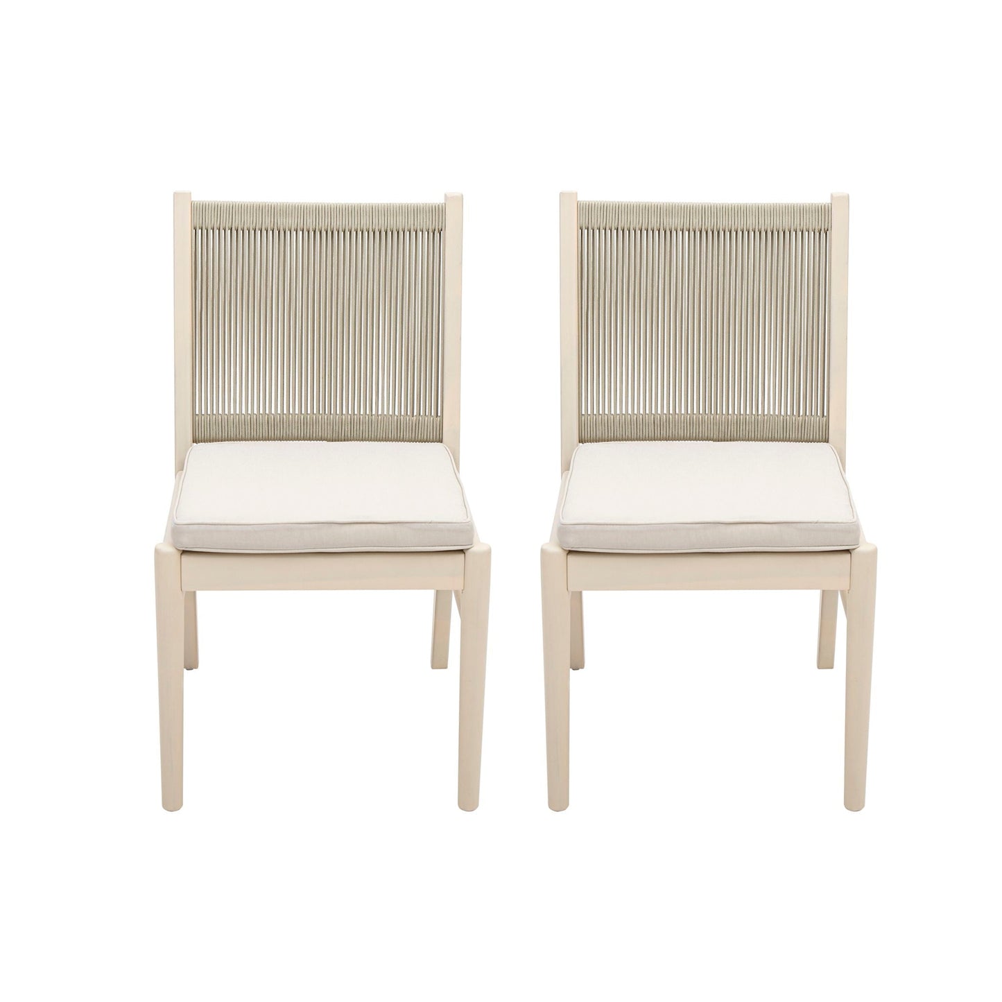 Cordoba Dining Chair Set of 2 - Comfortable Armless Beige Chairs