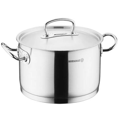 Korkmaz Proline Professional Series 10.2 Liter Stainless Steel Casserole with Lid