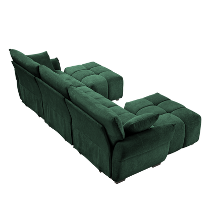3 Seater Sofa Set With Ottoman And Throw Pillows