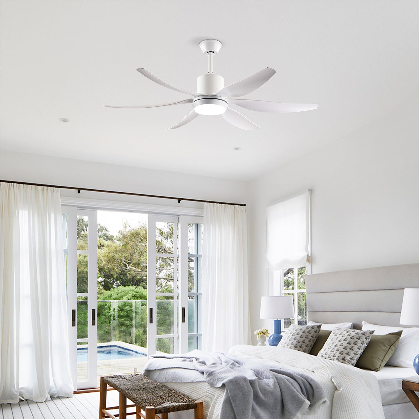 6 PCS ABS Blades 56" Ceiling Fan With Light Kit