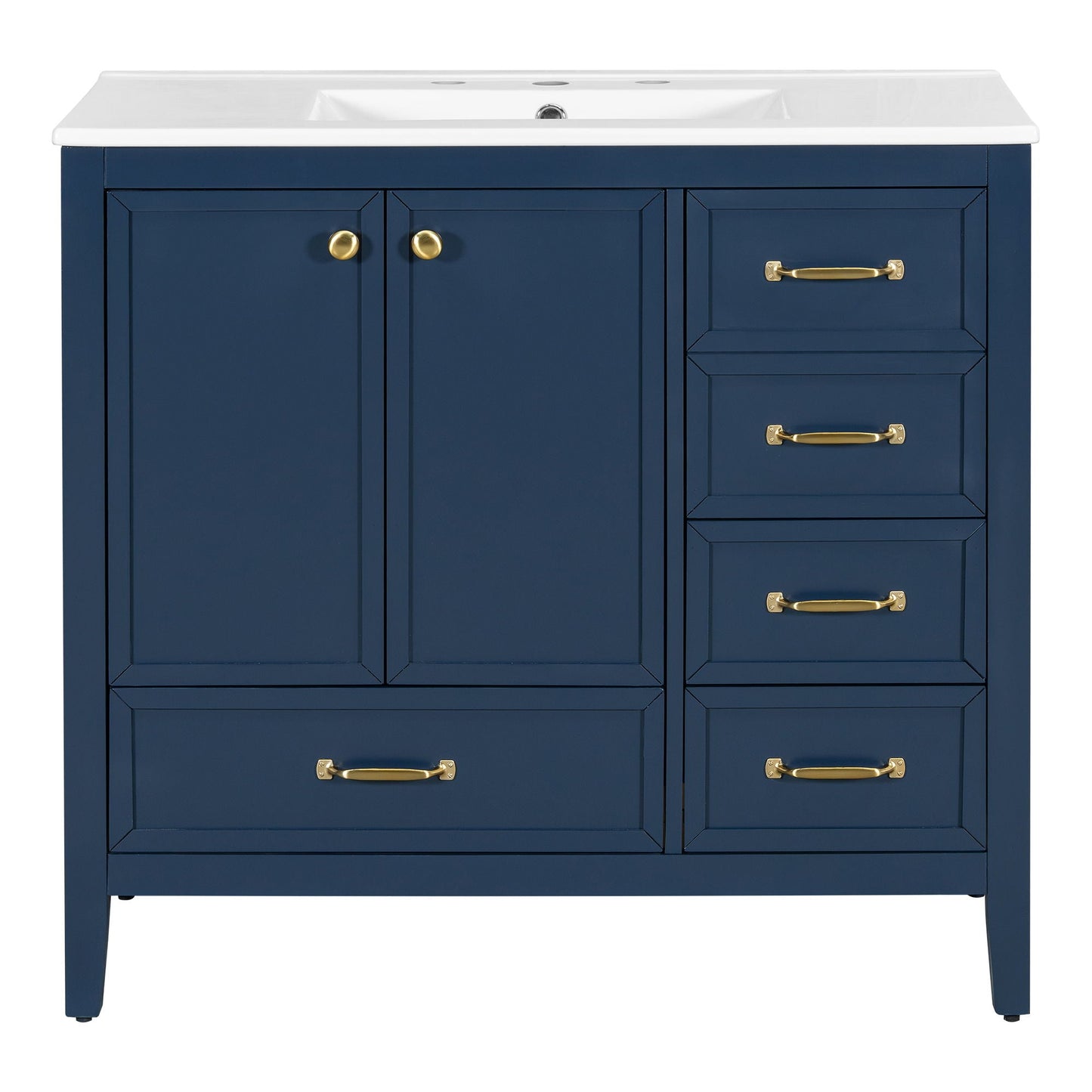 Elegant Vintage Bathroom Vanity With Sink and Soft Closing Drawers