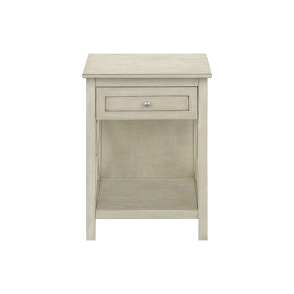 Accent End Table, 2 Tier, Storage Drawer, Transitional Style