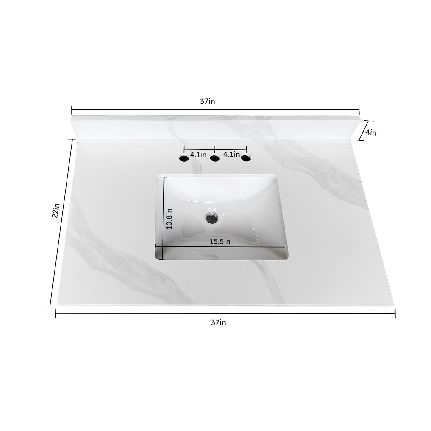 37-Inch Quartz Bathroom Vanity Top