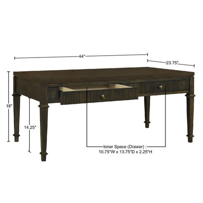 Fluted 2 Drawer Coffee Table - Brown