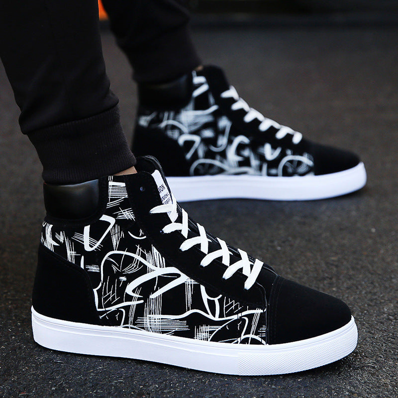 New creative single graffiti design Spring high top shoes Authentic Edition men's shoes