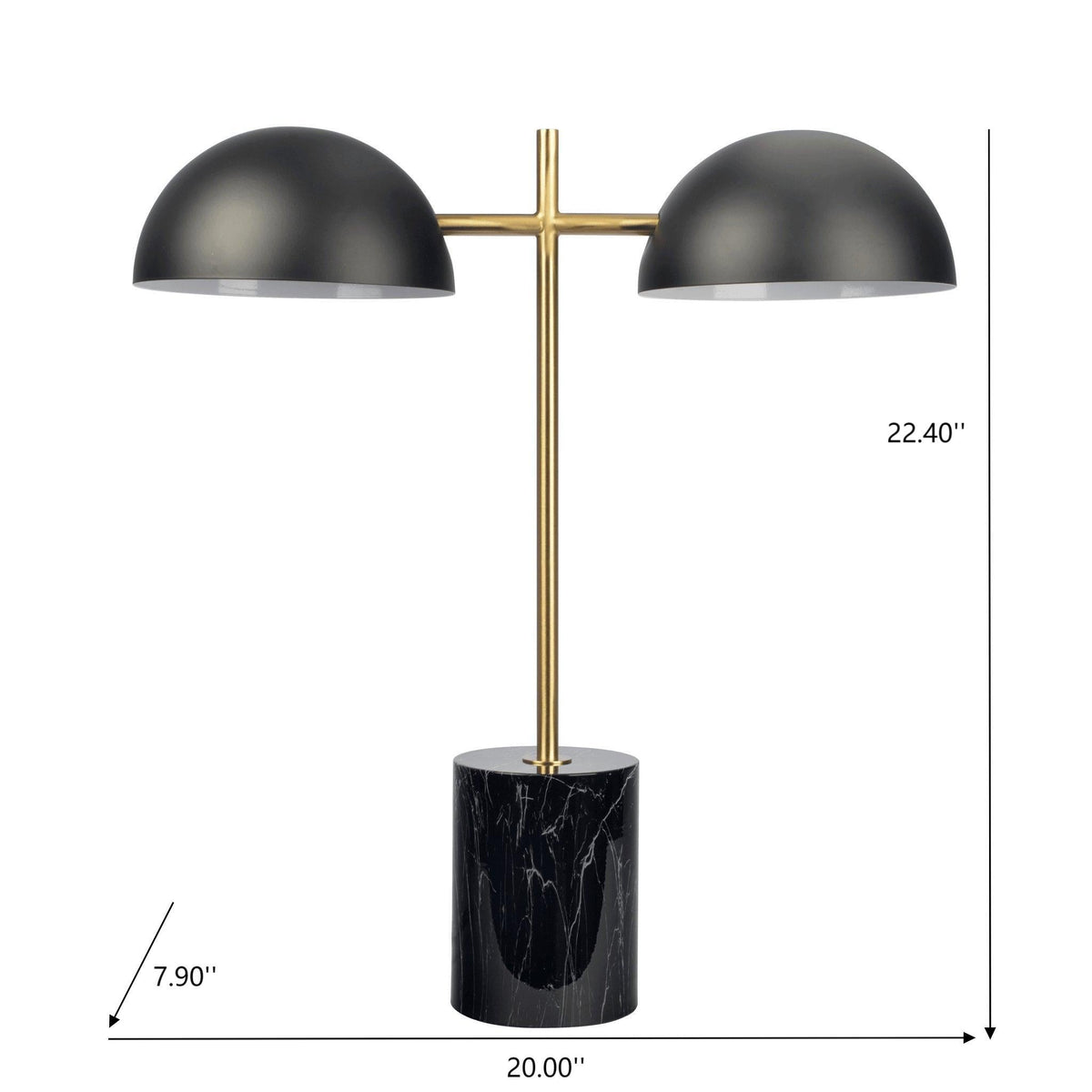 Nova - Hydro Table Lamp With On / Off Switch Double Lamp - Black / Gold / Marble