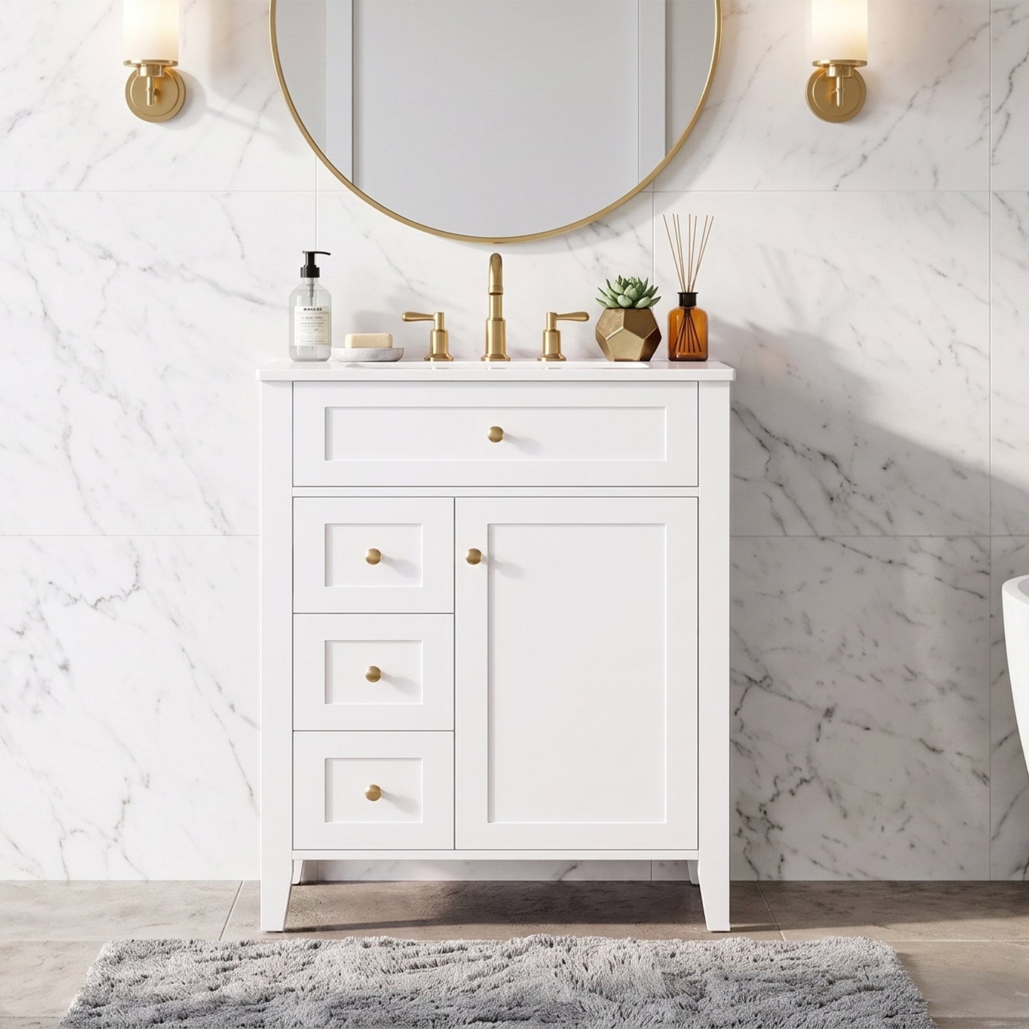 24" Modern Bathroom Vanity with Ceramic Sink