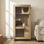 Basia Rubber Wood Cat Cabinet with Wheels