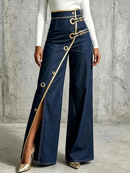 Women's New Irregular Straight-Leg Denim Trousers