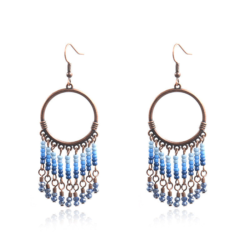 European And American New Product Circle Tassel Earrings