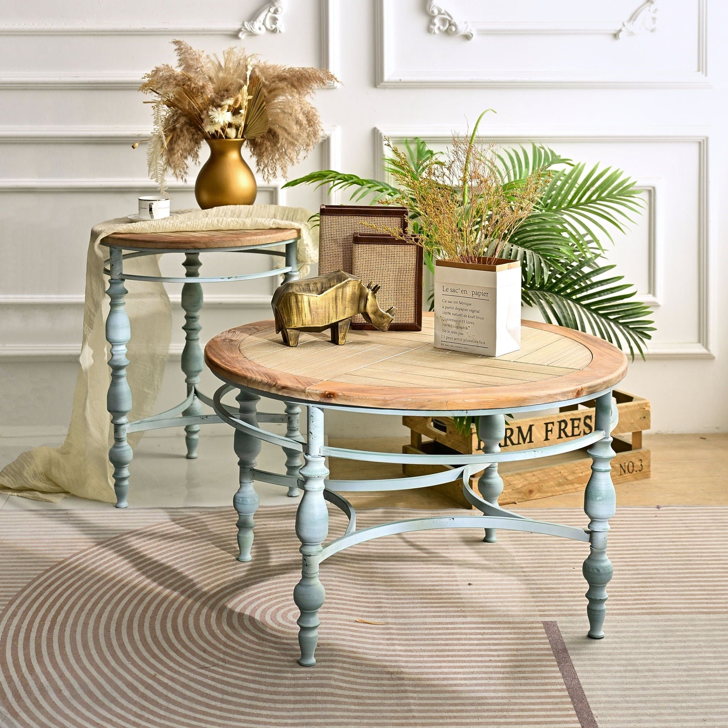 Round Top Carved Table For Living Room