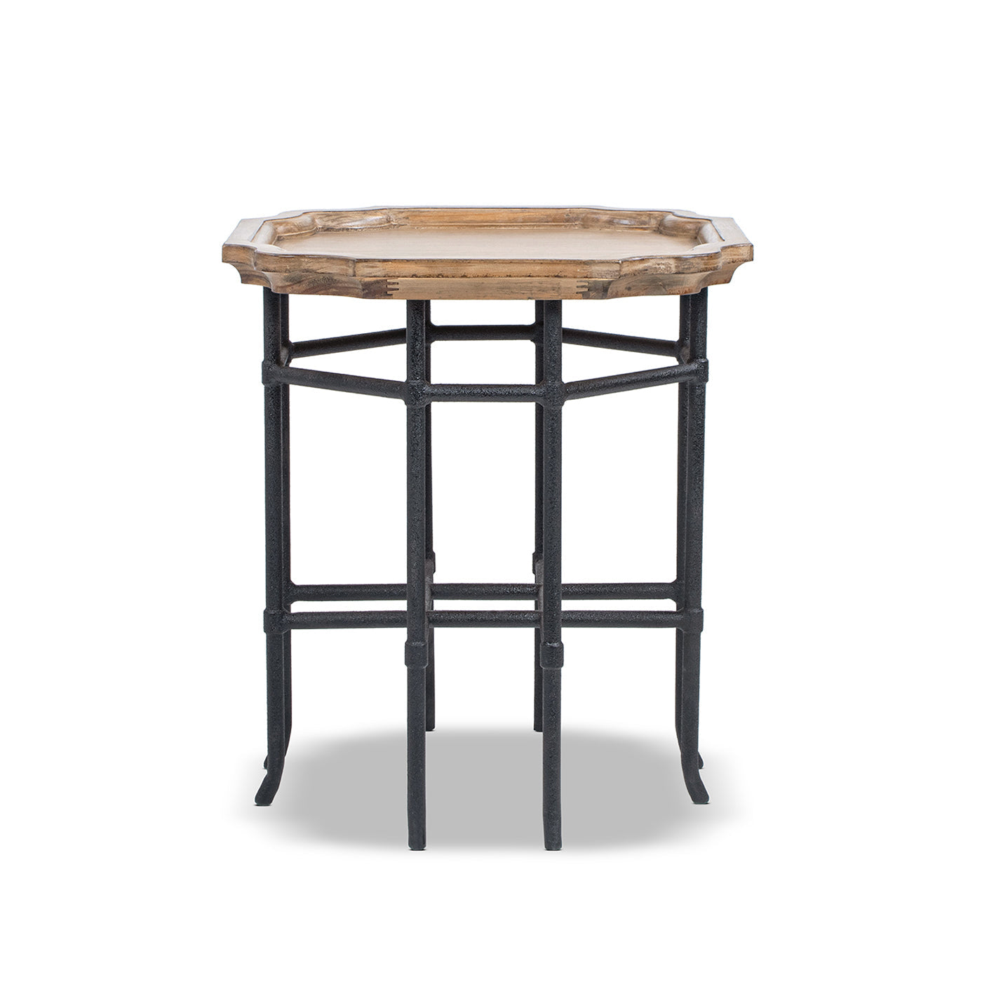 Foundry 24" Square Reclaimed Pine Wood & Iron Side Table Antique