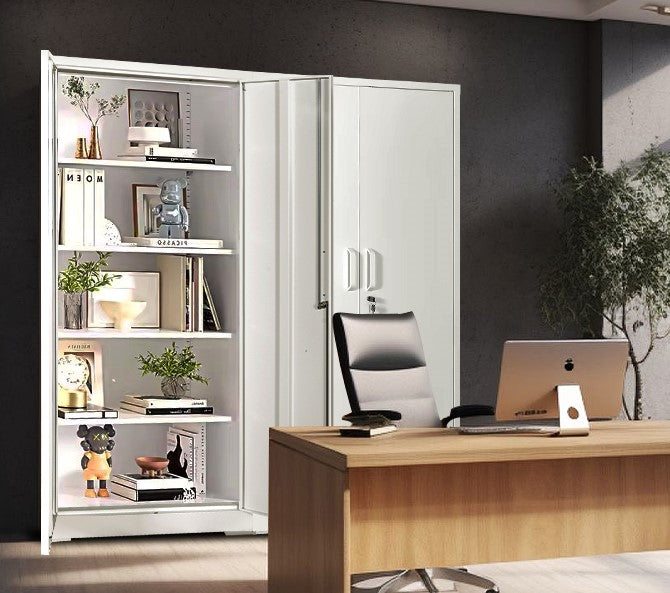 Container Furniture Direct Ironclad 71" Metal Storage Cabinet with Locking Doors and 4 Adjustable Shelves
