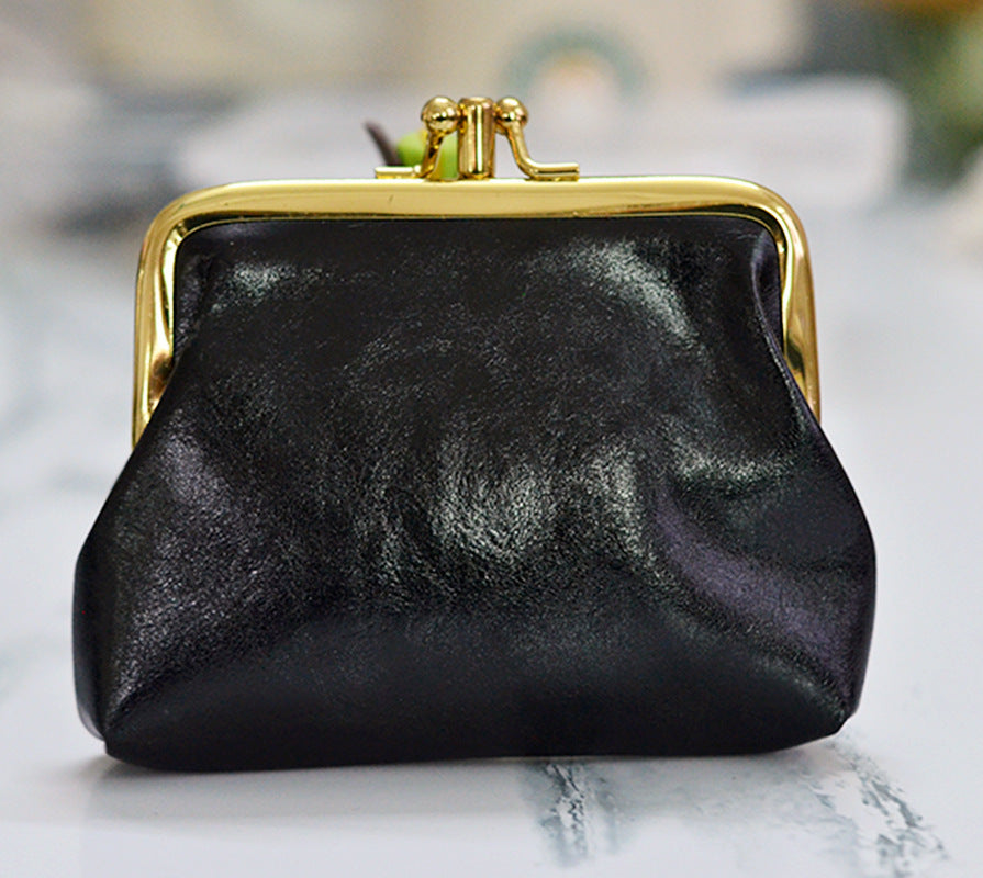 Retro Double-Layer Compact Oil Wax Leather Wallet