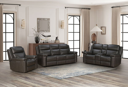 Leon - Power Sofa Recliner With Power Headrest, Power Lumbar, Heat And Massage (Dropdown Table With Smart Tabletop Control) - Smokey Gray