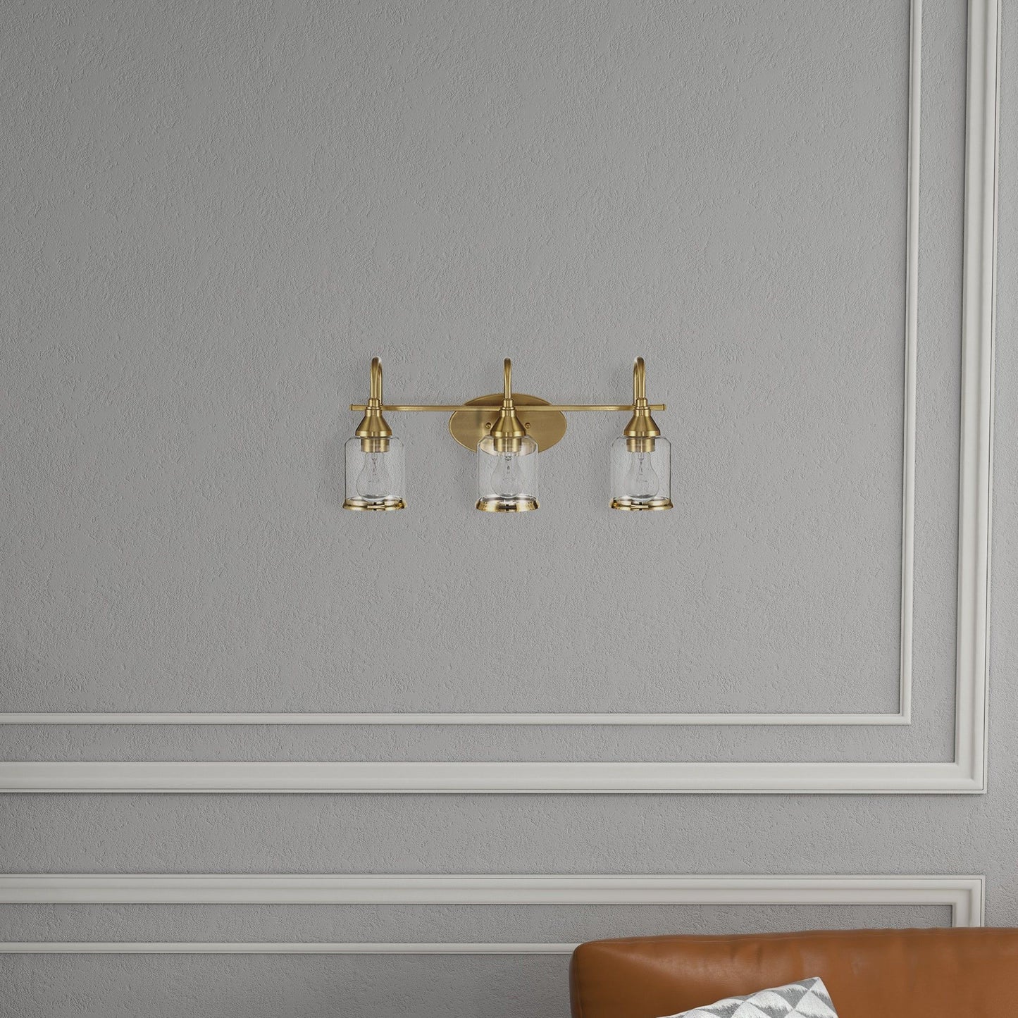 3 Lights Brush Vanity Light - Clear / Gold
