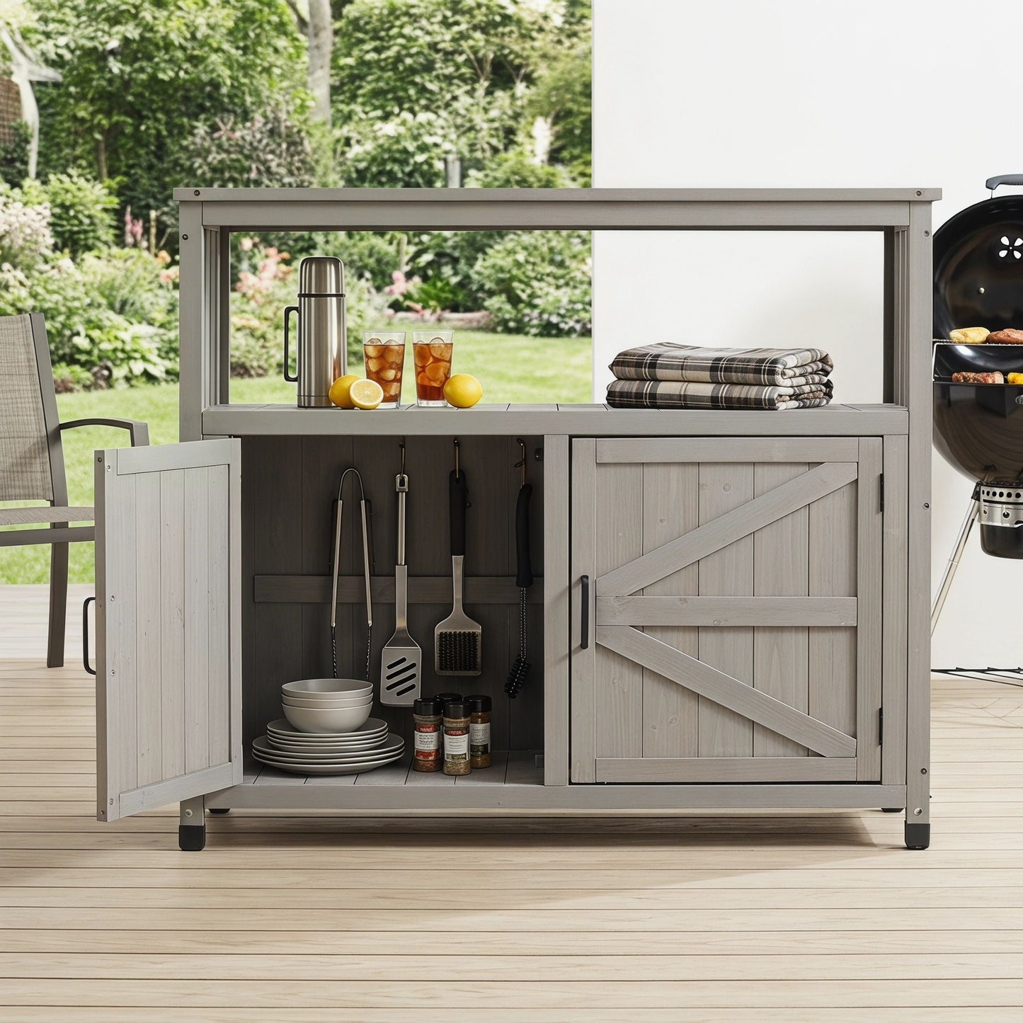 Patio Bar Table Set With Storage