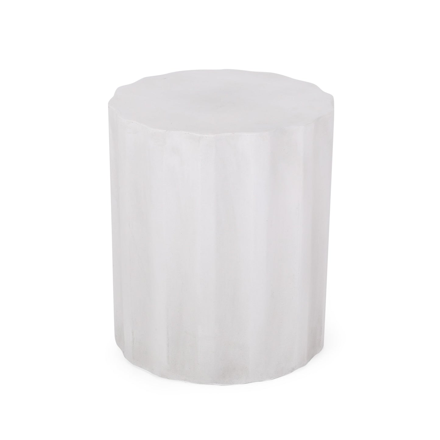 Outdoor Lightweight Concrete Side Table, Antique White