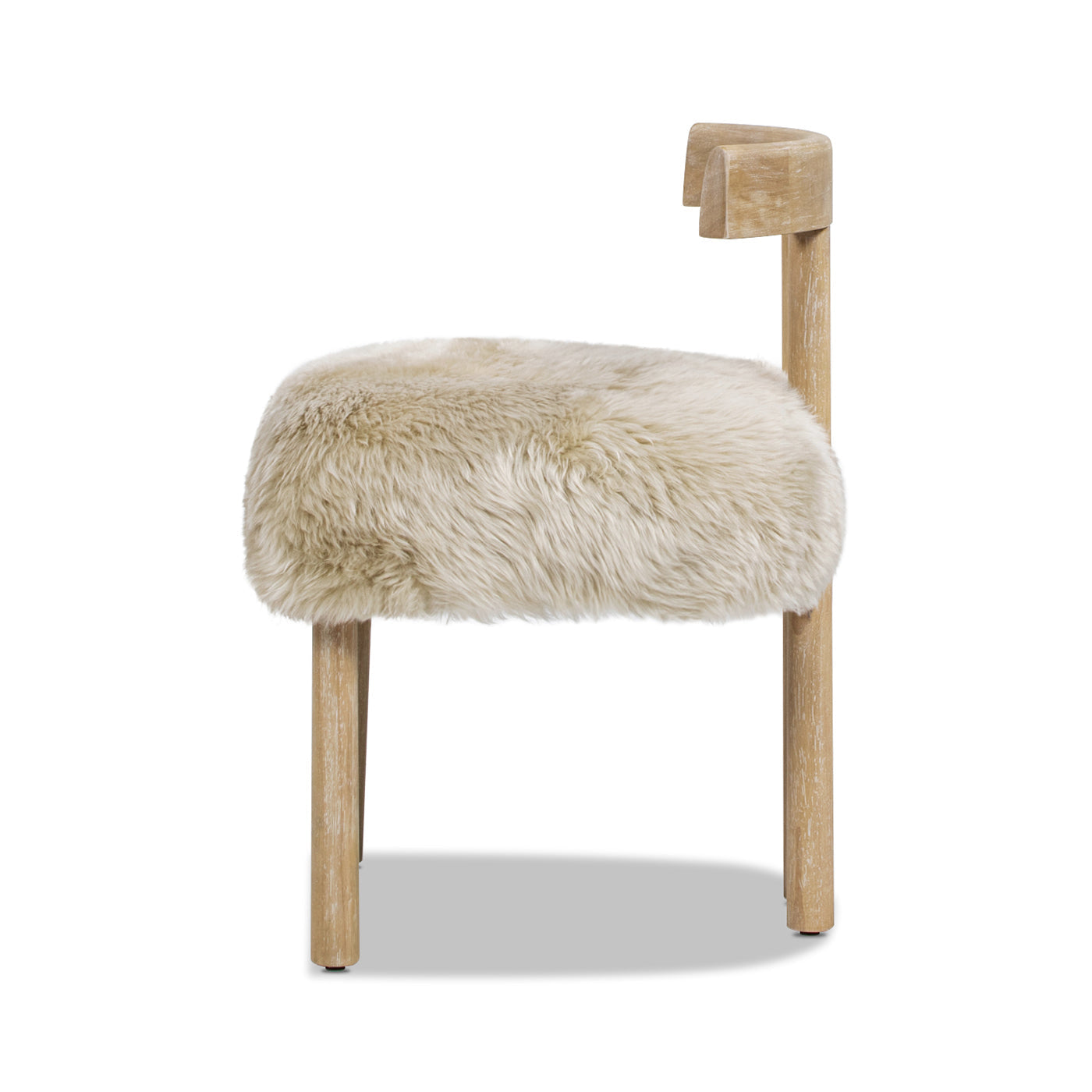 Arden 19.5" Genuine Sheepskin Fur Split Back Dining Chair