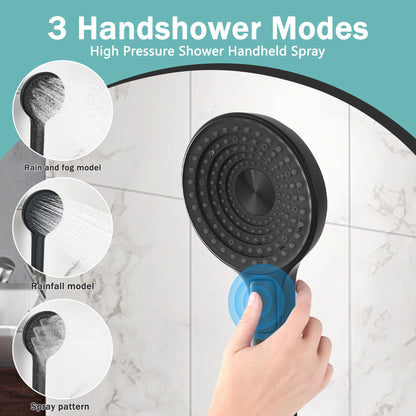 Concealed Shower System 2 Function Set With Control Valve - Matte Black