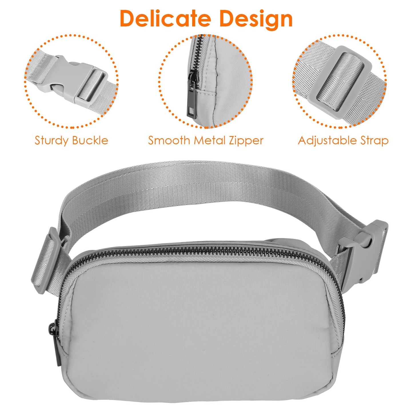 Sport Fanny Pack Unisex Waist Pouch Belt Bag Purse Chest Bag for Outdoor Sport Travel Beach Concerts Travel 20.86in-35.03in Waist Circumference with A