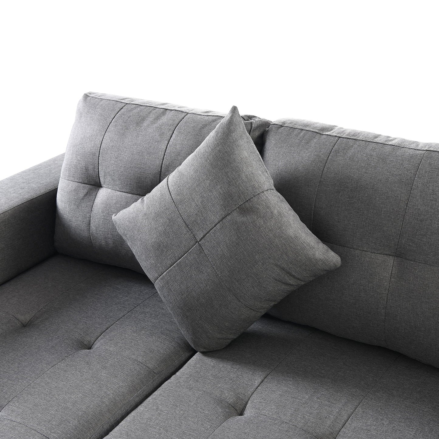 Modern Sectional Sofa Set With L Shape Chaise Lounge, Cup Holder, 4 Seat - Gray