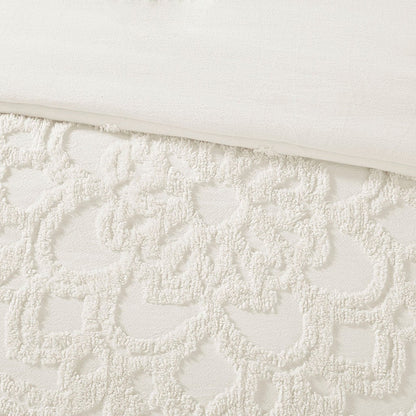 King/Cal King 3-Piece Tufted Cotton Chenille Medallion Duvet Cover Set