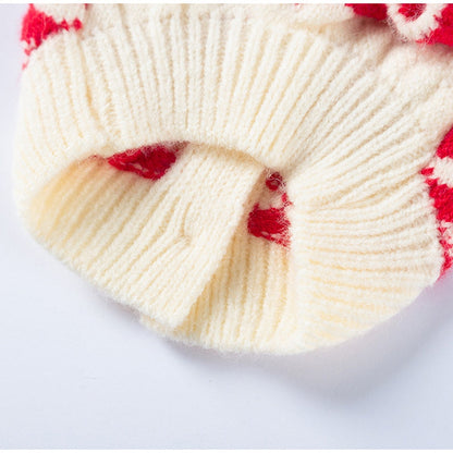 Cute Cherry Small Dog Sweater Soft Girl Dog Cardigan Clothes Turtleneck Warm Pet Puppy Knitted Pullover Princess Dogs Cats Outfits