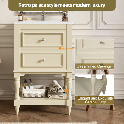 20'' Bathroom Vanity with Ceramic Sink and Storage Cabinet