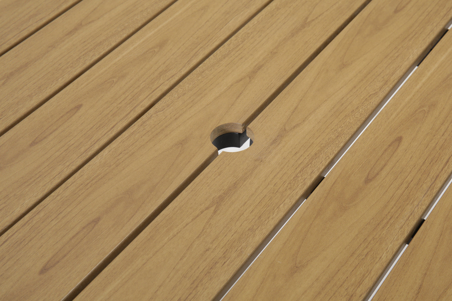 Outdoor Folding Dining Table for 4-6 with Steel Frame and Umbrella Hole