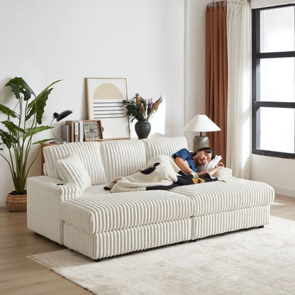 3 Seater Sofa With 2 Ottomans For Living Room