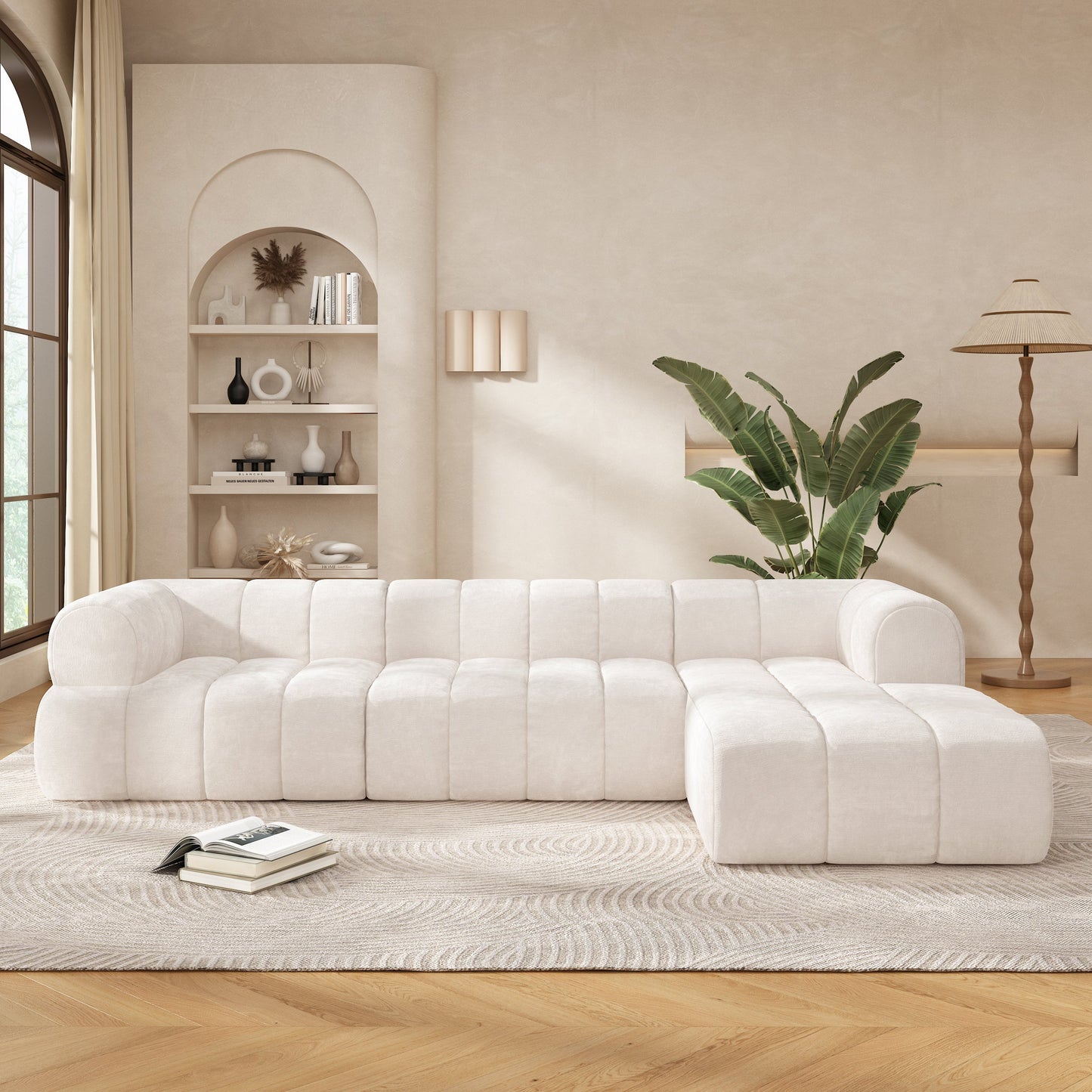 122" Modern L-Shaped Sectional Sofa with Chaise Lounge