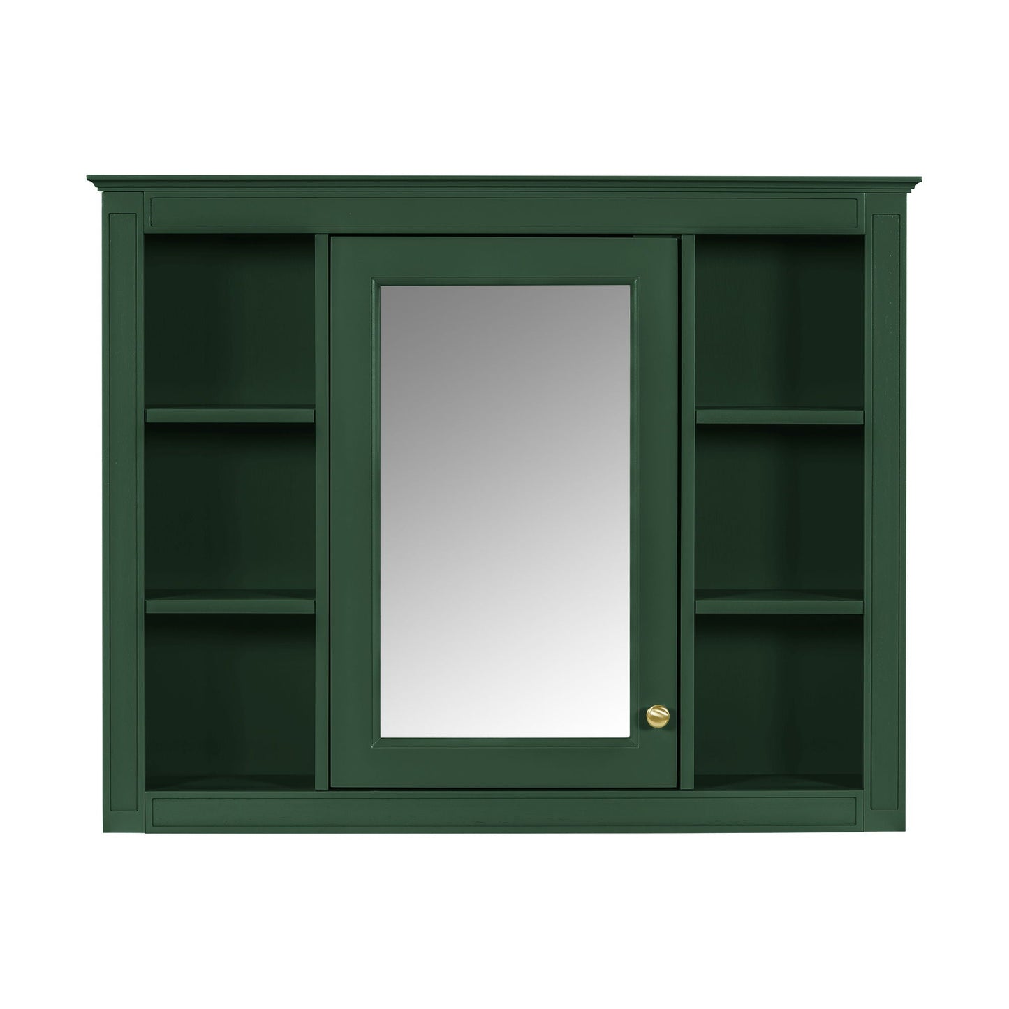 Wall Mounted Medicine Cabinet With Mirror, Storage Cabinet Featuring 6 Open Shelves And Adjustable Interior