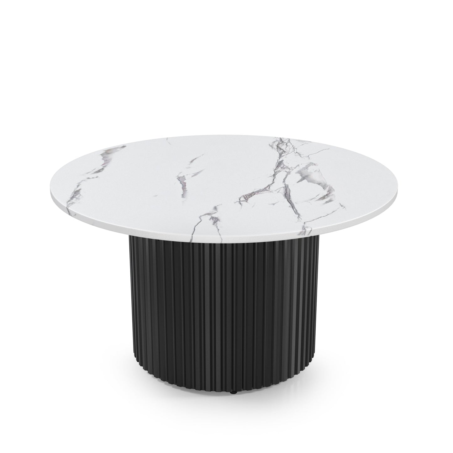 Coffee Table Set of 3 with Faux Marble Top and Metal Legs